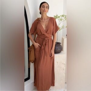 Hazel and Folk Melody Wrap Maxi Dress Cinnamon
